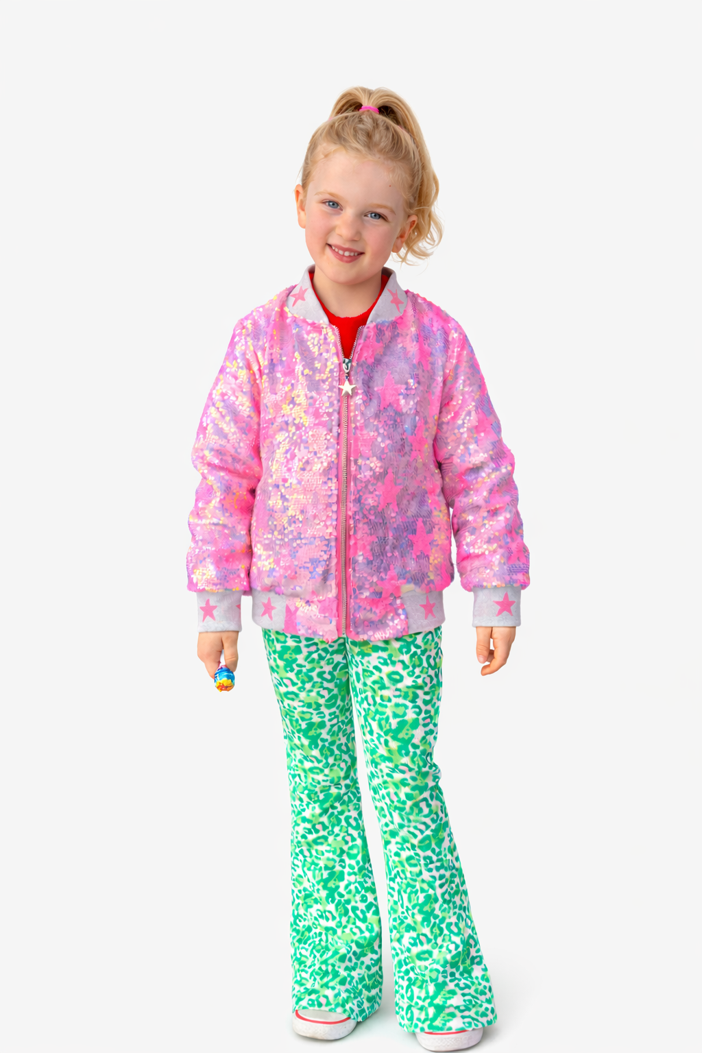 PINK SPARKLY STAR FLIPPING SEQUIN COAT