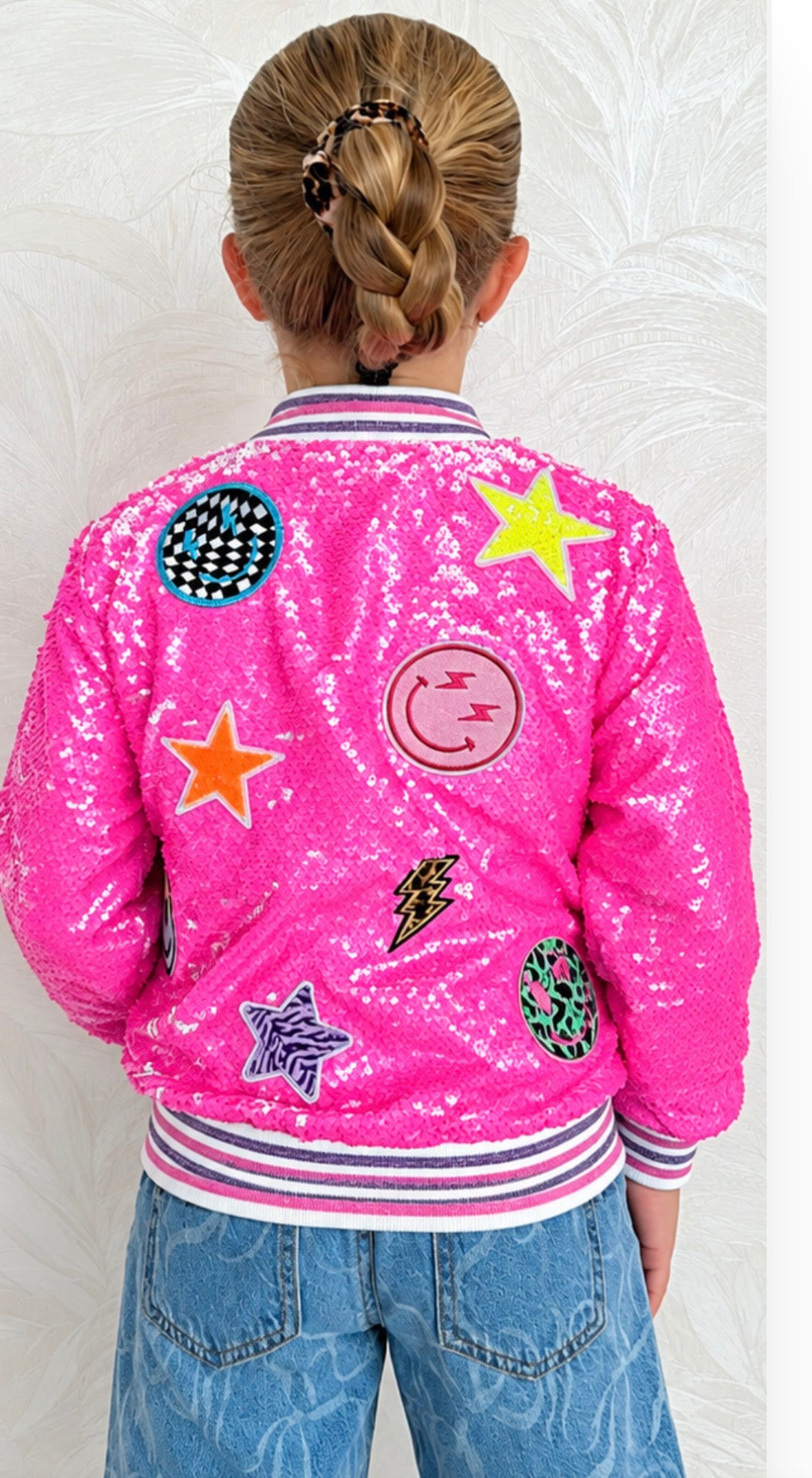 'The Ivy' Girls Hot Pink Flipping Sequin Bomber Jacket