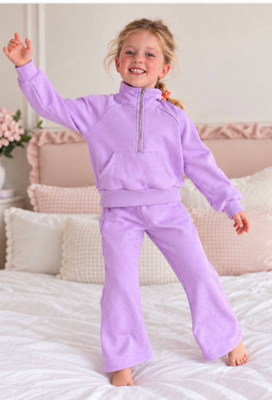 Girls lilac rhinestone tracksuit by Starla Mini