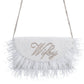 HALF MOON FEATHER CLUTCH