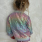 Girls' Ombre Rainbow Flipping Sequin Bomber Jacket