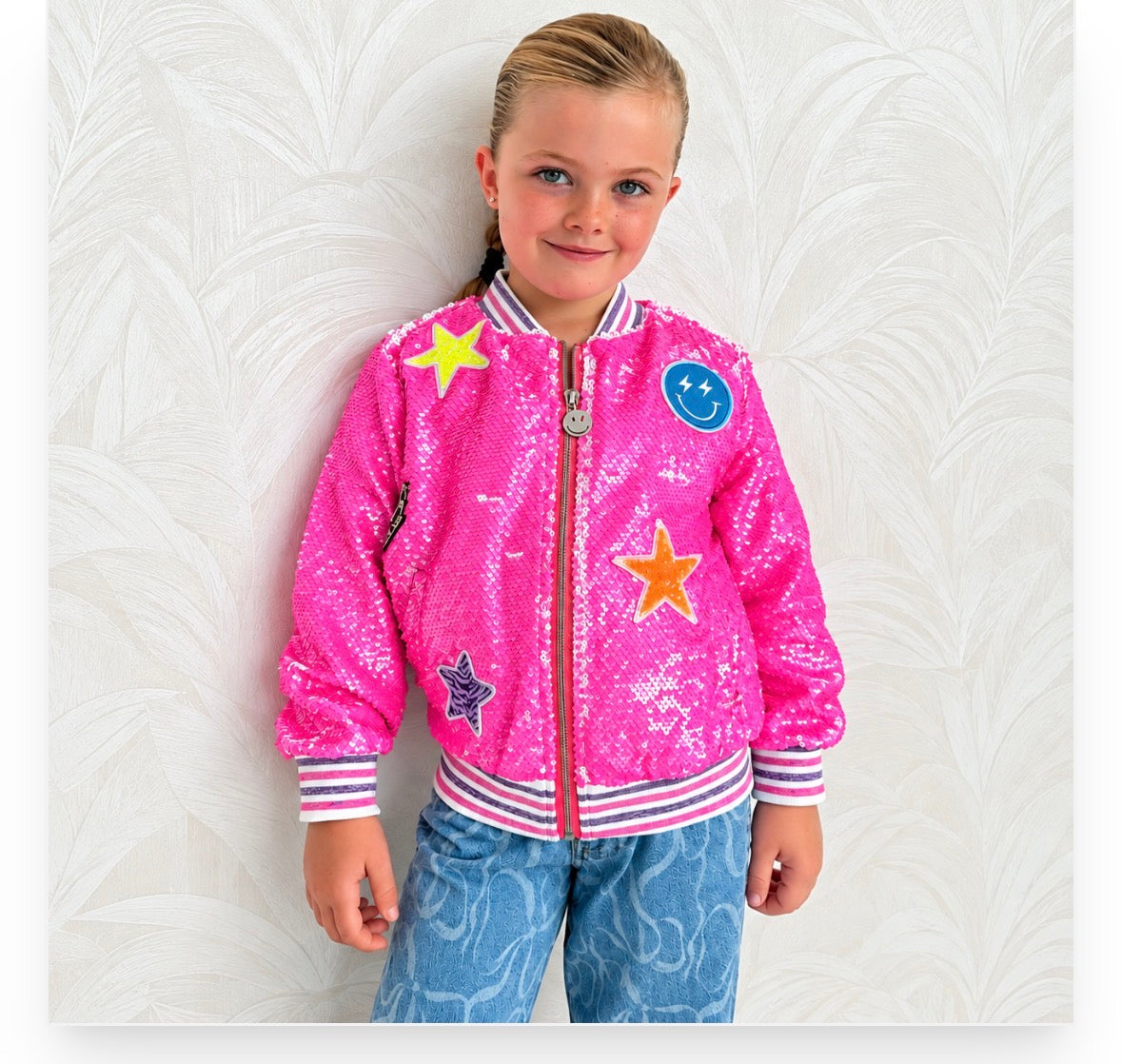 'The Ivy' Girls Hot Pink Flipping Sequin Bomber Jacket