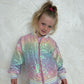 Girls' ombre rainbow flipping sequin bomber jacket