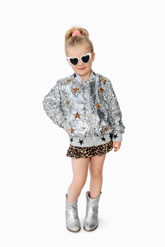 SILVER LEOPARD STAR COAT