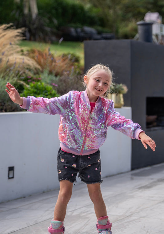 SHOOTING STAR PINK OMBRE SEQUIN COAT