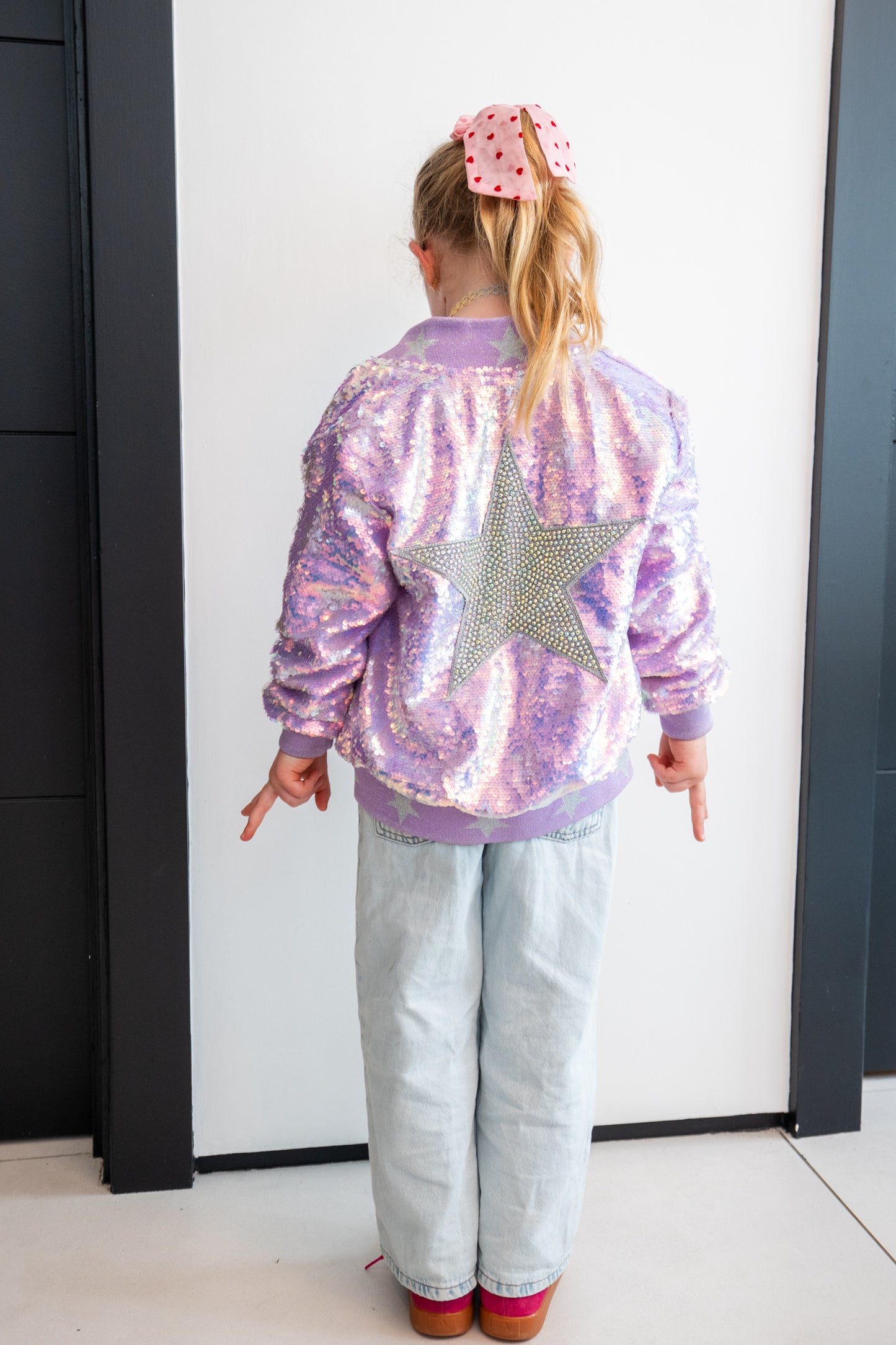 PURPLE SPARKLY STAR FLIPPING SEQUIN COAT