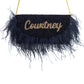 Feather Half Moon Clutch