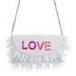 Feather Half Moon Clutch