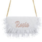 Feather Half Moon Clutch