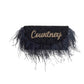 Feather Half Moon Clutch
